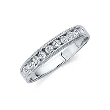 Load image into Gallery viewer, 14K White Gold Round 4mm CZ Men&#39;s Band