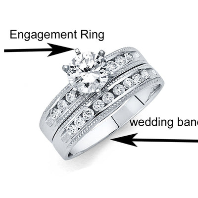 14K White Gold Round 3mm CZ Ladies Wedding Band