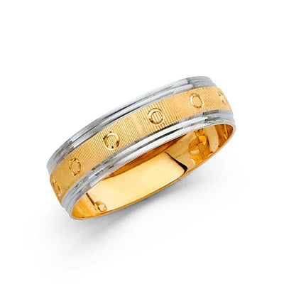 14K Two Tone Gold 6mm Fancy DC Men's Wedding Band