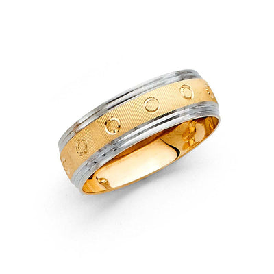 14K Two Tone Gold 6mm Fancy DC Ladies Wedding Band