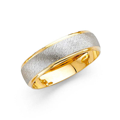 14K Two Tone Gold 6mm DC Ladies Wedding Band