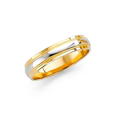 14K Two Tone Gold 4mm Fancy Ladies Wedding Band