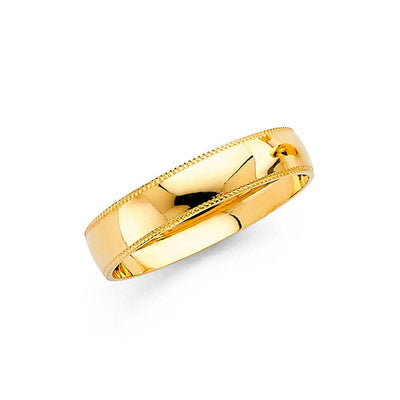 14K Yellow Gold 4mm Milgrain Ladies Wedding Band