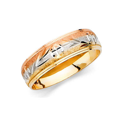 14K Tri Color Gold 6mm Men's Wedding Band