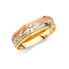 14K Tri Color Gold 6mm Men's Wedding Band