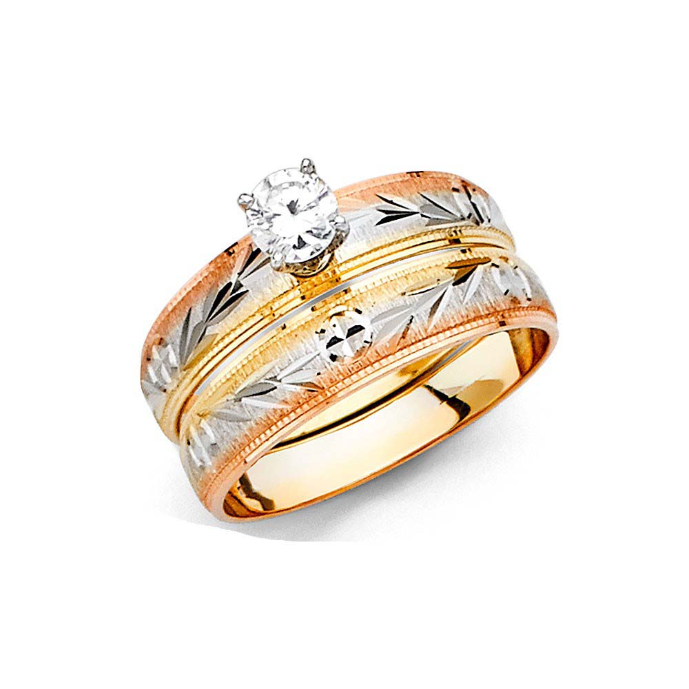 14k Tri Color Gold 4mm Ladies Wedding Ring--Wedding Band and Engagement Rings are sold Separately
