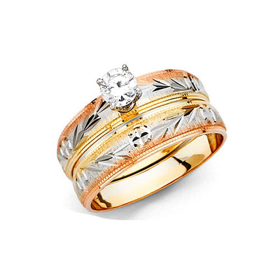 14k Tri Color Gold 4mm Ladies Wedding Ring--Wedding Band and Engagement Rings are sold Separately