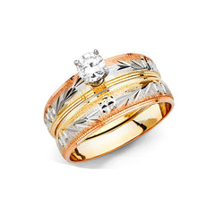 14k Tri Color Gold 4mm Ladies Wedding Ring--Wedding Band and Engagement Rings are sold Separately