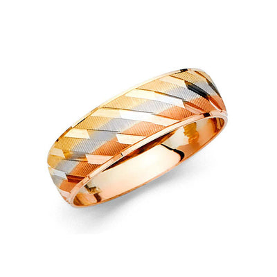 14K Tri Color Gold 6mm Men's Wedding Band