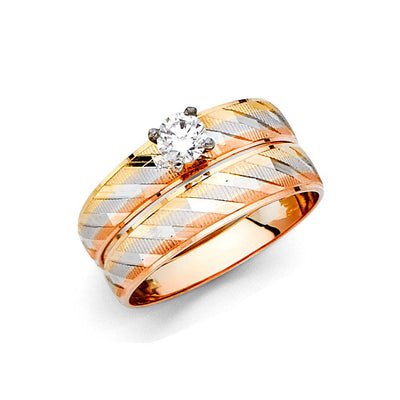 14k Tri Color Gold 4mm Ladies Wedding Ring--Wedding Band and Engagement Rings are sold Separately