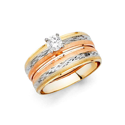 14k Tri Color Gold 4mm Ladies Wedding Ring--Wedding Band and Engagement Rings are sold Separately