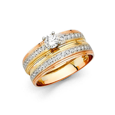 14k Tri Color Gold 4mm Ladies Wedding Ring--Wedding Band and Engagement Rings are sold Separately