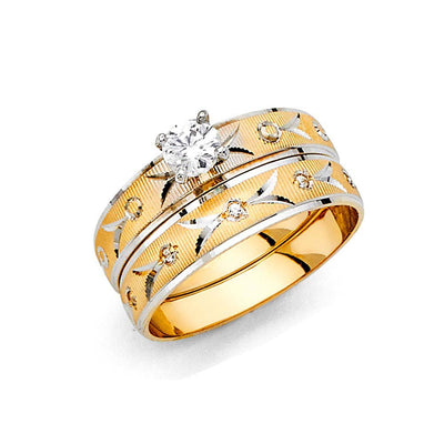 14k Two Tone Gold 4mm Ladies CZ Wedding Ring--Wedding Band and Engagement Rings are sold Separately