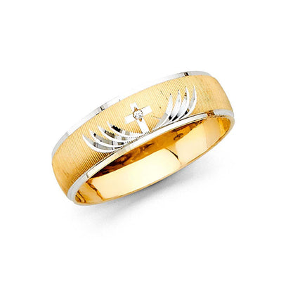 14k Two Tone Gold 6mm Men's CZ Wedding Band