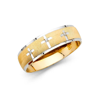 14k Two Tone Gold 6mm Men's CZ Wedding Band