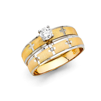 14k Two Tone Gold 4mm Ladies CZ Wedding Ring--Wedding Band and Engagement Rings are sold Separately