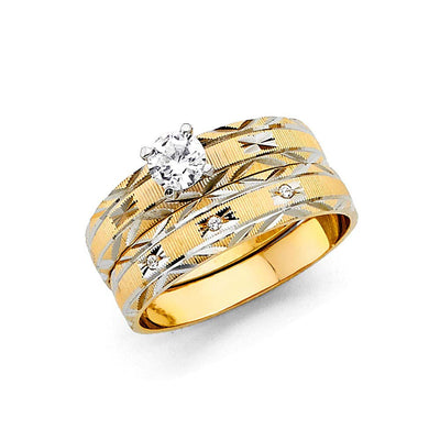 14k Two Tone Gold 4mm Ladies CZ Wedding Ring--Wedding Band and Engagement Rings are sold Separately