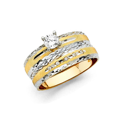 14k Two Tone Gold 4mm Ladies CZ Wedding Ring--Wedding Band and Engagement Rings are sold Separately