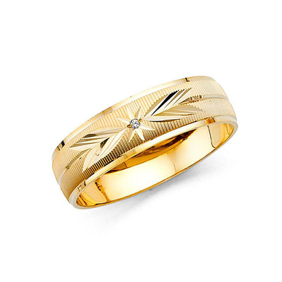 14k Two Tone Gold 6mm Men's CZ Wedding Band