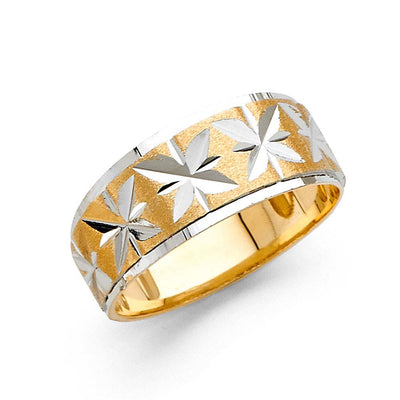 14K Two Tone 8mm DC Tapered Sizeable Men's FancyWedding Band