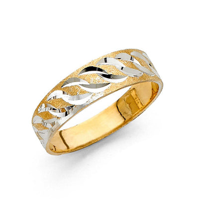 14K Two Tone 6mm DC Tapered Sizeable Men's FancyWedding Band