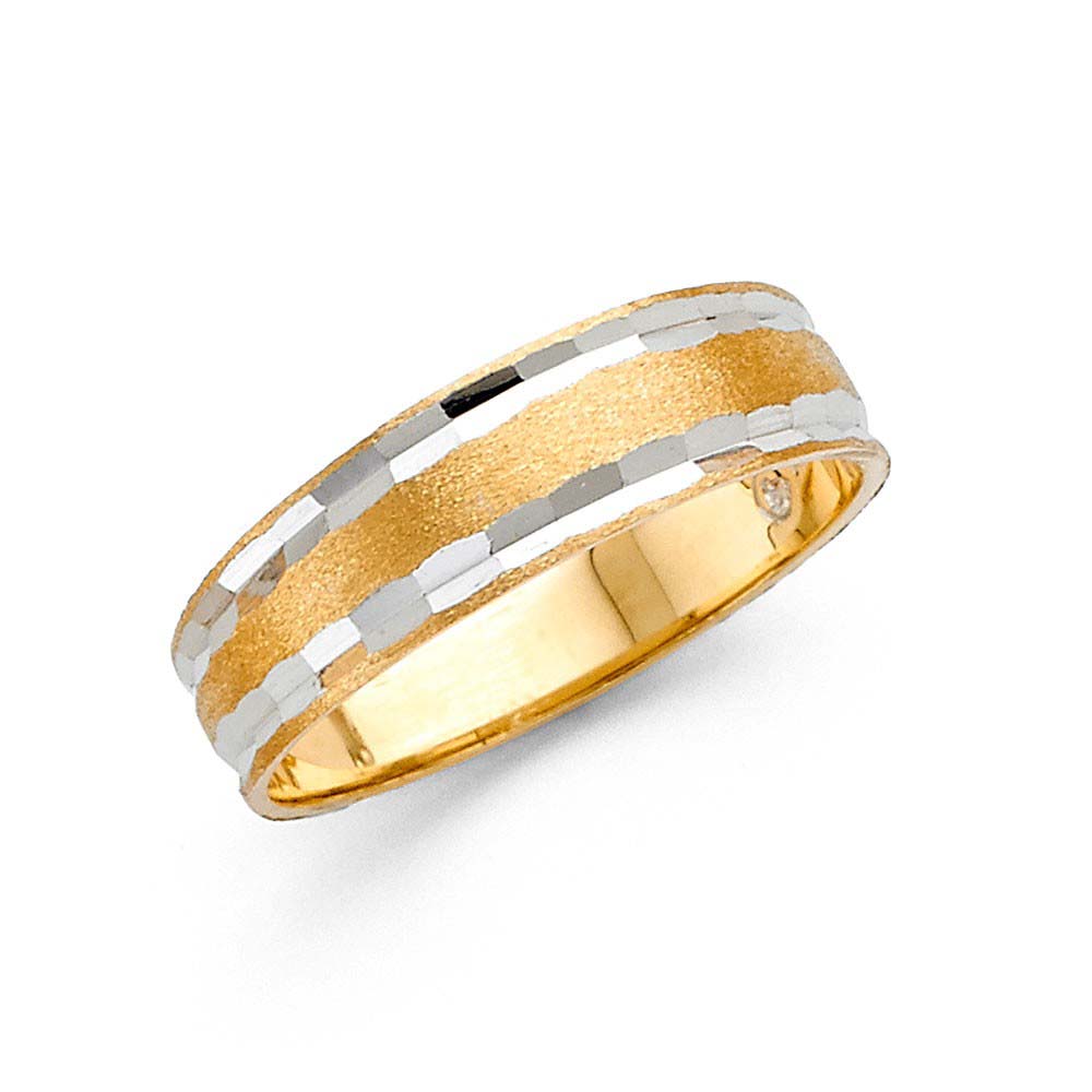 14K Two Tone 6mm DC Tapered Sizeable Men's FancyWedding Band