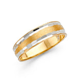 14K Two Tone 6mm DC Tapered Sizeable Men's FancyWedding Band