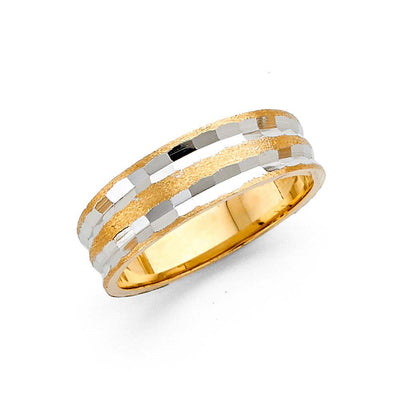 14K Two Tone 6mm DC Tapered Sizeable Men's FancyWedding Band