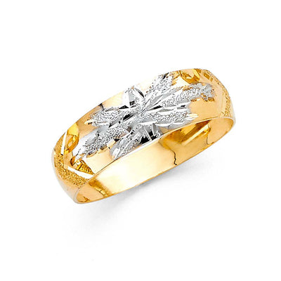 14K Two Tone 6mm Tapered Sizeable Ladies Wedding Band