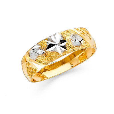 14K Two Tone 6mm Tapered Sizeable Ladies Wedding Band