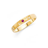 14K Yellow Gold 3mm Pink and Clear CZ Assorted Heart Ring