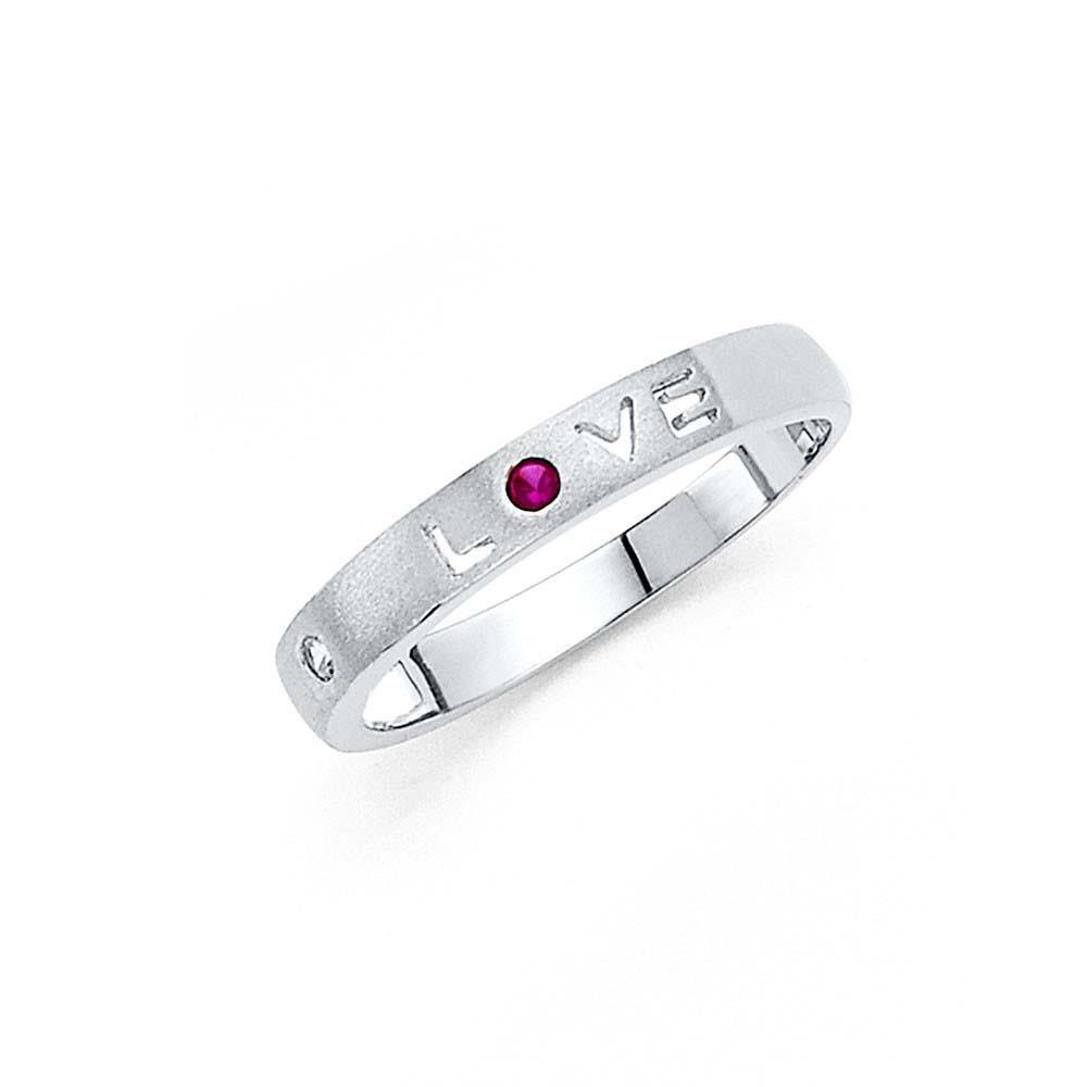 14K White Gold 3mm Pink and Clear CZ Assorted Heart Ring - silverdepot