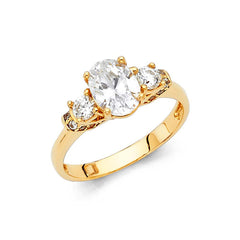 14K Yellow Gold Polished Clear CZ Engagement Ring