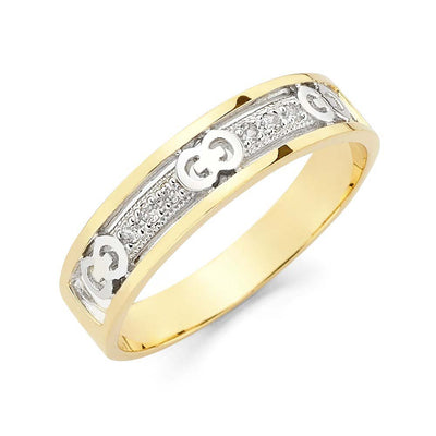 14K Two Tone Gold 5mm CZ Men's Wedding Band