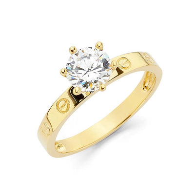 14K Two Tone Gold 3mm CZ Engagement Ring