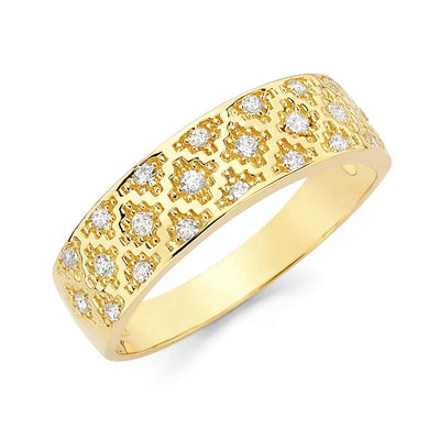 14K Yellow Gold Gold 6mm CZ Men's Wedding Band