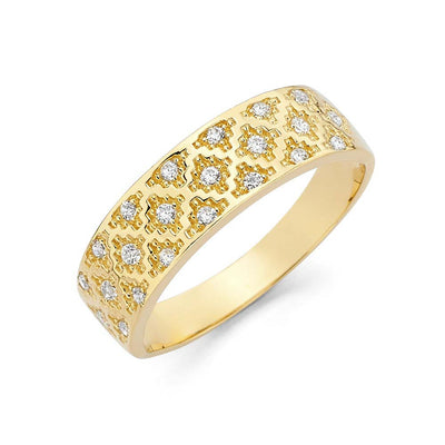 14K Yellow Gold 5mm CZ Ladies Wedding Band