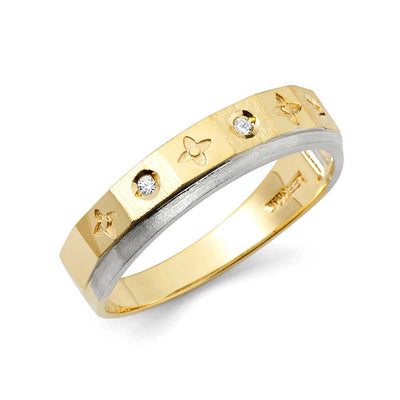 14K Two Tone Gold 5mm CZ Men's Wedding Band