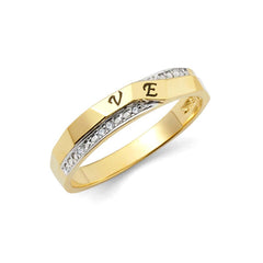 14K Two Tone Gold 3mm CZ Ladies Wedding Band