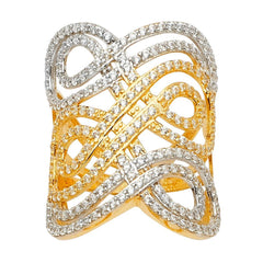 14K Tri Color Fancy CZ Engagement Ring