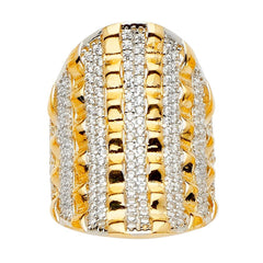 14K Tri Color Fancy CZ Engagement Ring