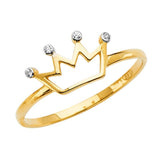 14K Yellow Gold Crown Clear CZ Ring