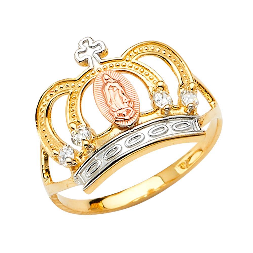 14K Tri Color Crown Ring - silverdepot