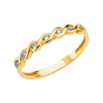14K Yellow BRAIED LADIES CZ Ring 1.6grams