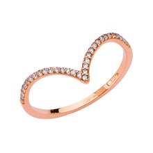 Load image into Gallery viewer, 14K Pink V-SHAPE LADIES CZ BAND
