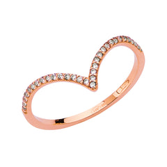 14K Pink V-SHAPE LADIES CZ BAND