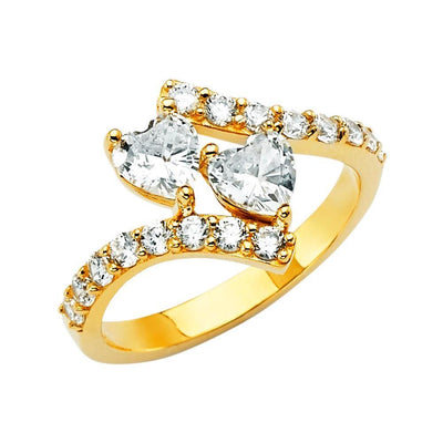 14K Yellow Gold Clear CZ Engagement Ring - silverdepot