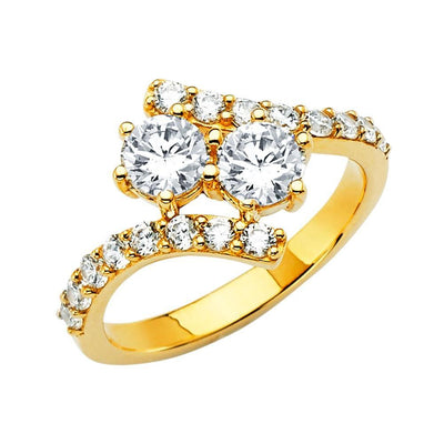 14K Yellow Gold Clear CZ Engagement Ring - silverdepot