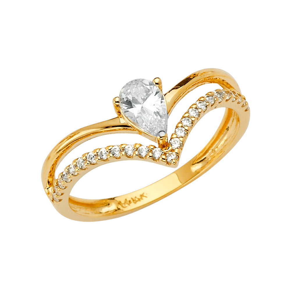 14K Yellow 2Lines Fancy CZ Ring 2grams