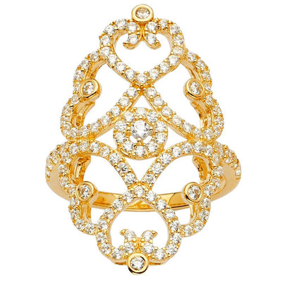 14K Tri Color Fancy CZ Engagement Ring - silverdepot